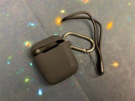 Black Ear Bud Case Silicone Skin  Lanyard Protective Case - $12.35