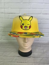 Pokemon Pikachu Logo Yellow Floral Bill Mesh Back Trucker Snapback Hat Cap Adult - £20.70 GBP
