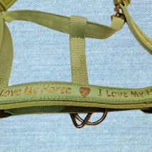 Nylon Padded Halter Horse Size Lime I Love My Horse in Gold NEW image 3