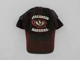 NCAA WISCONSIN BADGERS SNAPBACK HAT by SIGNATURES BLACK/RED BUCKY BADGER... - $9.99