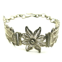 Real 925 Sterling Silver Filigree Style Bracelet - Pre-Owned - £58.63 GBP