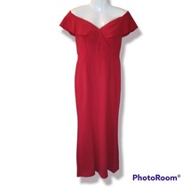 NWT Alexa B Nites Dress Red long with slit off shoulder dress sz 4 - £45.61 GBP