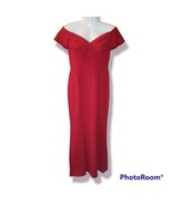 NWT Alexa B Nites Dress Red long with slit off shoulder dress sz 4 - £46.68 GBP