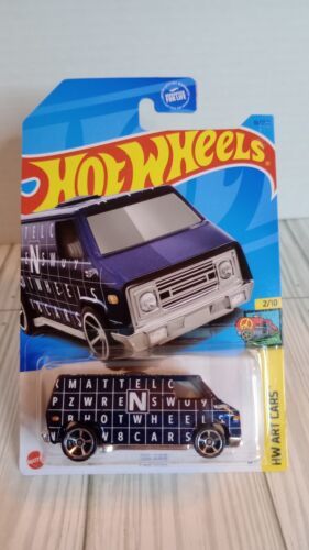 Primary image for Hot Wheels ~ ‘70s Van Purple & Black w/ Lettering HW Art Cars Chevy New 2023