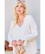 Women&#39;s V Neck Tier Ruffle Sleeve Top - $29.60