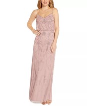 ADRIANNA PAPELL Petite Sleeveless Beaded Blouson Gown Dusted Petal Size ... - $98.01