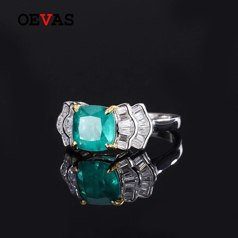 100% 925 Sterling Silver 8*8mm Emerald High Carbon Diamond Bowknot Rings For Wom - £43.57 GBP