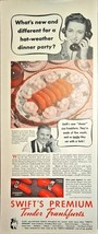 Swift Premium Tender Frankfurts Hotdogs dinner party-1940 Vintage Print Ad - $10.62 CAD