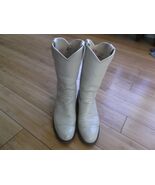 Justin Creme Leather Western cowboy Women&#39;s 4.5B 4 1/2 Narrow Boots 140613 - €27,38 EUR