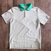 Adidas Golf Kids Large Mint White Striped Polo Shirt First Tee Logo L 13-14 - $11.87