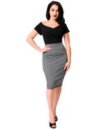 Gray Tartan Plaid Retro Pencil Skirt - Knee Length Fitted - Sz M or XL -... - £20.46 GBP