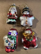 Vtg Blown glass Christmas Tree Ornament Nutcracker, Snowman, Elk FREE US SHIP - £19.37 GBP