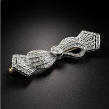 Art Deco Unisex Floral Motif Diamond Accent luxury Brooch 925 Sterling Silver - £156.50 GBP