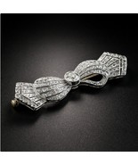 Art Deco Unisex Floral Motif Diamond Accent luxury Brooch 925 Sterling S... - $272.17 CAD