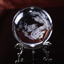 Crystal 2 Point 4 Inch (60 Mm) Chinese Dragon Crystal Ball With Silver-Plated - £23.57 GBP
