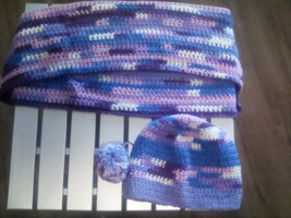 Handcrafted Crocheted Infinity Scarf with hat - $35.00