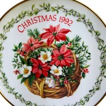 VTG ‘92 Plate American Greeting Christmas 6.5” Porcelain Poinsettia Basket Japan - $14.29