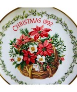 VTG ‘92 Plate American Greeting Christmas 6.5” Porcelain Poinsettia Bask... - $14.29