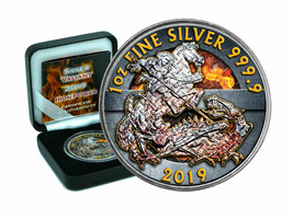 UK £2 Coin Valiant Slaying the Dragon 2019 Silver 1 Oz Iron Power Editio... - £179.43 GBP