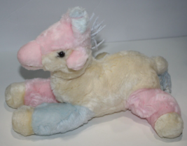 Baby Aurora Pastel Plush Giraffe 10&quot; Soft Toy Stuffed Animal Pink Blue Yarn Mane - £58.00 GBP