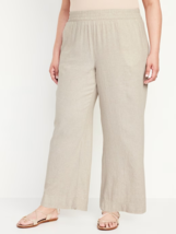 Old Navy Linen-Blend Wide-Leg Pants Womens 4X Natural Elastic Waist Beac... - $29.57