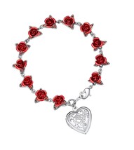 Rose Flower Charm Bracelet Women Girls 18K Gold Platinum - $55.14