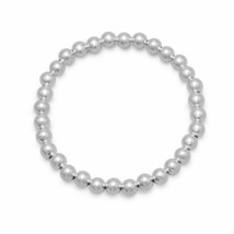 6mm Graduated Silver Beads Stretch Bracelet Bohemian Men/ Women Metallic Jewelry - £101.95 GBP