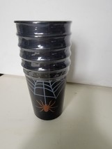 Halloween Tumbler Cups Set Of 5 Vintage Made In USA Black Spider Web  - $14.70