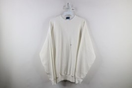 Deadstock Vintage 90s Streetwear Mens Large Blank Crewneck Sweatshirt White - $59.35