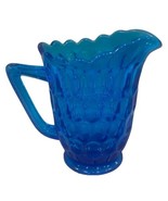 FENTON Cobalt BLUE 4&quot; Thumbprint Glass Footed Coffee Creamer 1960&#39;s Colo... - $266.13 MXN