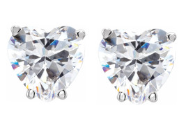 Heart Diamond Stud Earrings 14k White Gold (1.25 Ct,H-i Color,VS2-SI1 Clarity) - £2,479.00 GBP