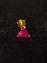 4.5mm Triangle Simulated Ruby Nose Pin Stud Ring Piercing 14k Yellow Gold - £38.77 GBP
