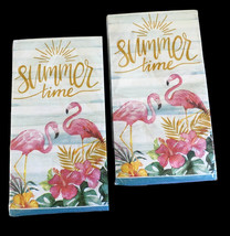 Flamingo Paper Hand Towels Guest Napkins Bath 26 pk Set of 2 Summer Time... - £13.35 GBP