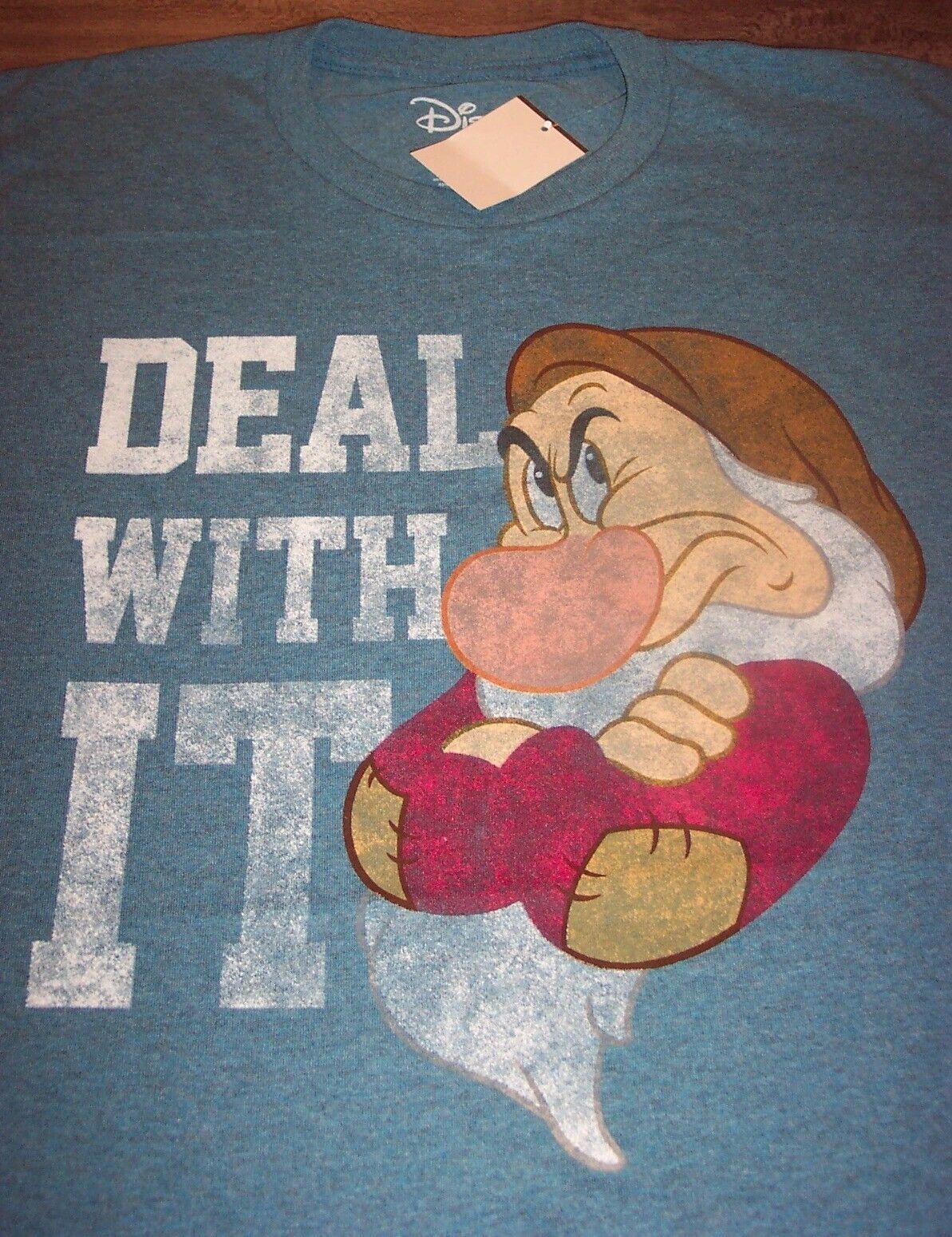 Primary image for WALT DISNEY Snow White GRUMPY DWARF Deal With It T-Shirt SMALL NEW W/ TAG