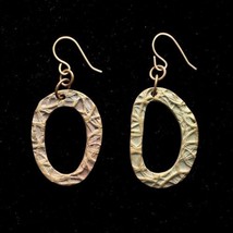 Jane Levy PMC Bronze Art Earrings Handmade Organic Textured Ring French Ear Wire - £135.45 GBP