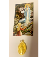 Our Lady of Lourdes &amp; St Bernadette  Small Image Card + Medal, New  #GFTSHP - $4.95