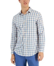 Club Room Men&#39;s Lancaster Plaid Tech Woven Button-Up Shirt Med Sapphire-XL - $18.04