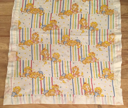 Vintage Soft Acrylic Baby Crib Blanket Nylon Satin Trim Lions - $49.00