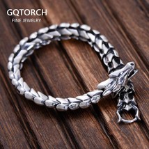 Genuine 925 Sterling Silver Viking Jewelry Heavy Dragon Scale Bracelet For Men - £183.27 GBP+