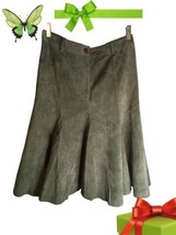 FOR JOSEPH SKIRT 100% SUEDE 6 GREEN LINING PLEATED  - £10.88 GBP