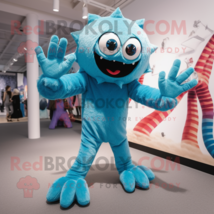 Cyan Spider mascot costume character dressed with a Corduroy Pants and Gloves - £994.20 GBP