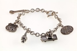 Sterling Silver Charm Bracelet Mécanicien Thème Magnifique - $149.63
