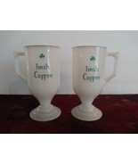 Vintage Federal Glass Milk Glass Irish Coffee Mugs Pedestal Shamrock Gol... - £18.67 GBP