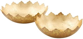 Mud Pie Gold Leaf Bowl Set Decorative Gold Foil of 2 - £36.26 GBP