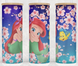 Frosted Glass Ariel and Flounder Little Mermaid Mug Cup Tumbler 25oz - £15.77 GBP