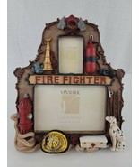 1998 Vanmark Red Hats of Courage Firefighter Double Photo Frame 6&quot; x 4&quot;,... - $33.32