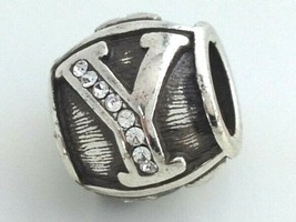 Brighton ABC Lettter Y Bead W/ Crystal,  Silver Plated/Crystals, New - $267.29 MXN