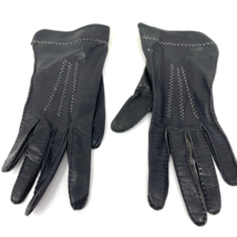 Vintage Women&#39;s Leather Gloves Black Small Topstitching Belgium - $18.99