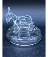 Jeanette Clear Glass Donkey Trinket Dish Lid only Vintage - $16.92