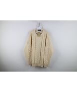 Deadstock Vintage 90s Mens Large Aran Fisherman Wool Cable Knit Sweater ... - $3,994.43 MXN